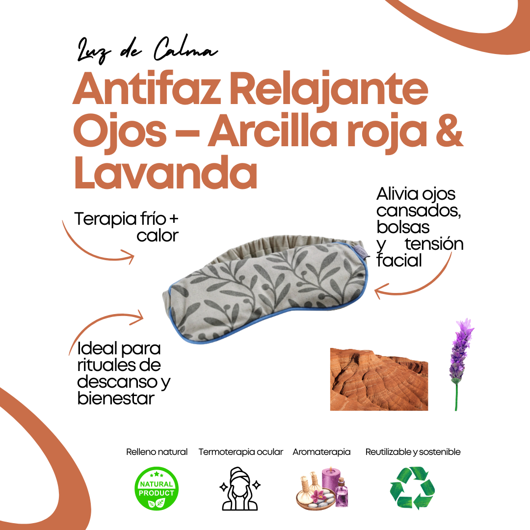 Antifaz Relajante para Ojos de Arcilla Roja y Lavanda