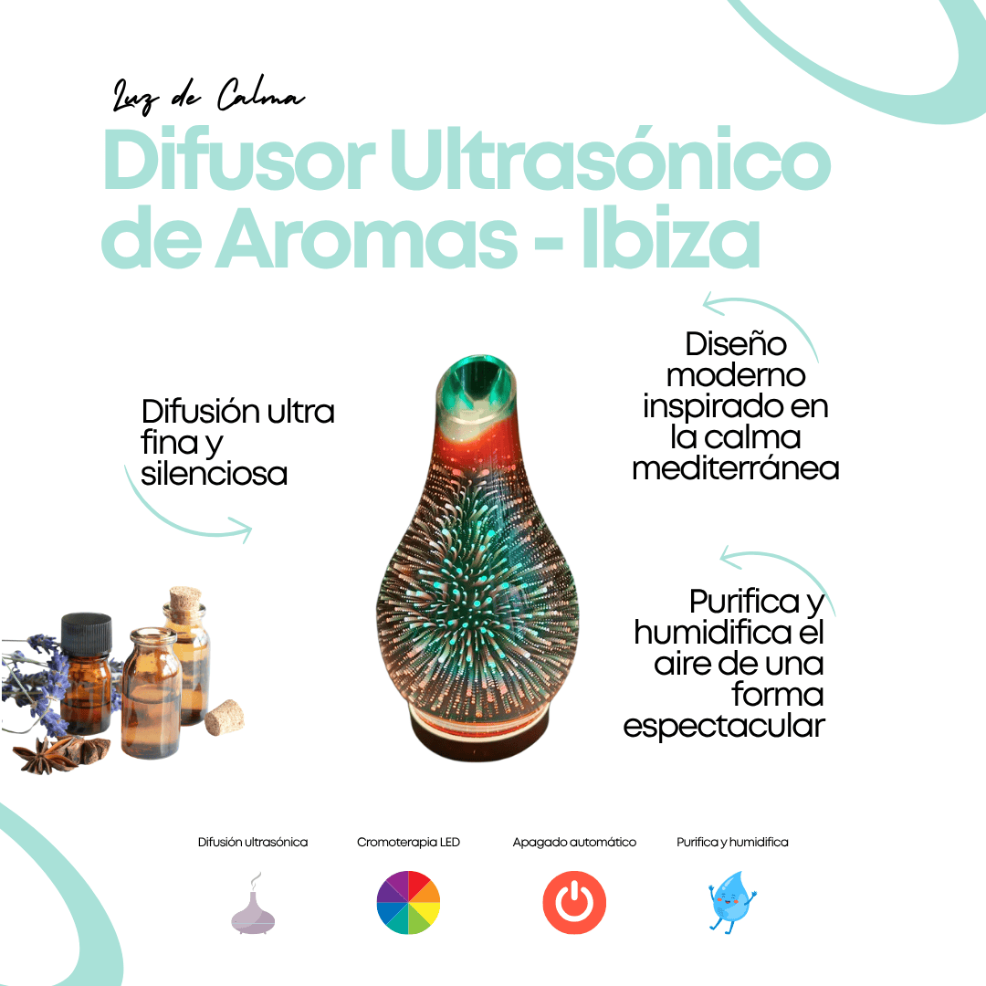Difusor de aromas ultrasónico encendido, diseño llamativo
