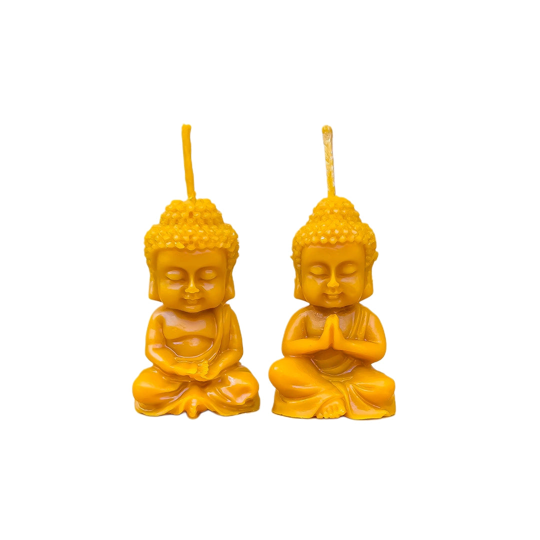 Dúo de la Serenidad, velas de cera de abeja 100% natural sobre fondo blanco
