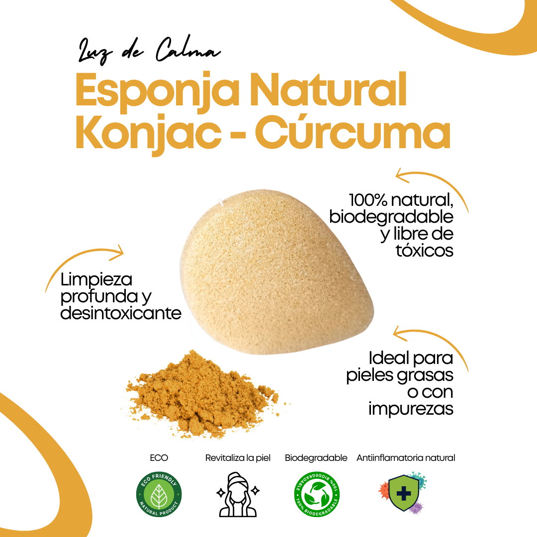 Esponja Natural Konjac Cúrcuma | Limpieza Facial Rejuvenecedora