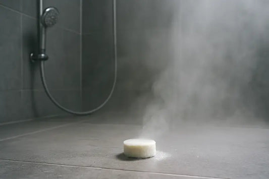 Vaporizador de ducha derritiéndose dentro de una ducha de baño.