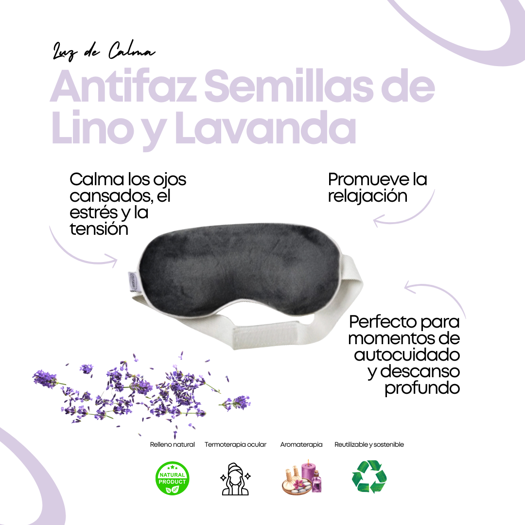 Antifaz Relajante de Ojos: Terapéutico con Semillas de Lino y Lavanda