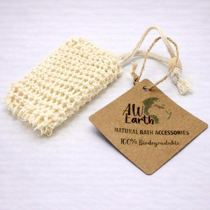 Bolsa de sisal natural para jabón biodegradable con etiqueta ecológica, accesorio de baño sostenible