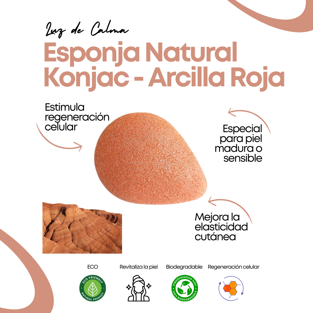 Esponja Natural Konjac – Arcilla Roja Rejuvenecedora