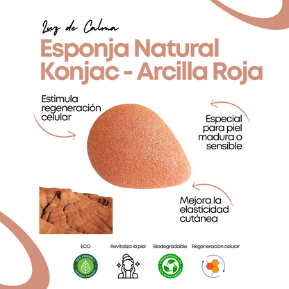 Esponja Natural Konjac – Arcilla Roja Rejuvenecedora