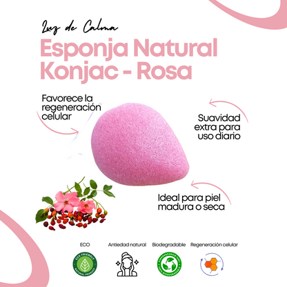Esponja Natural Konjac Rosa – Antienvejecimiento y Antibacteriana