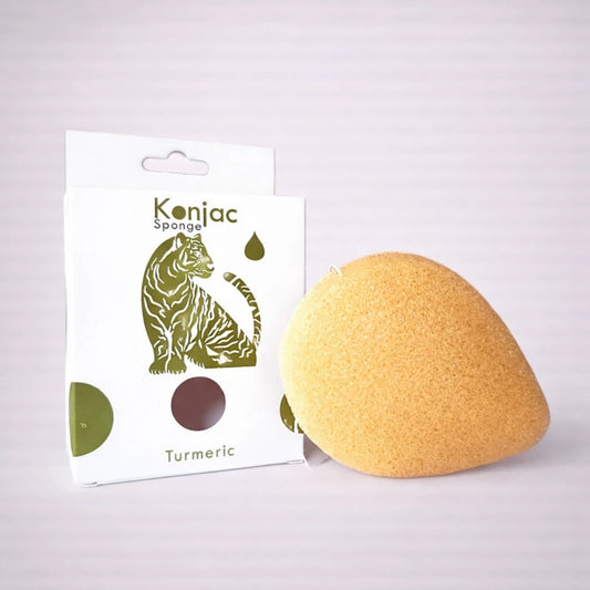 Esponja facial Konjac con cúrcuma natural para limpieza suave y piel luminosa