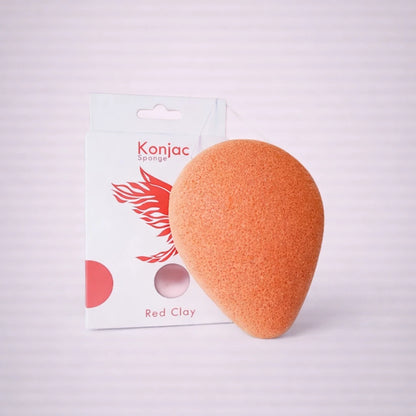 Esponja facial Konjac con arcilla roja para piel sensible y revitalización natural