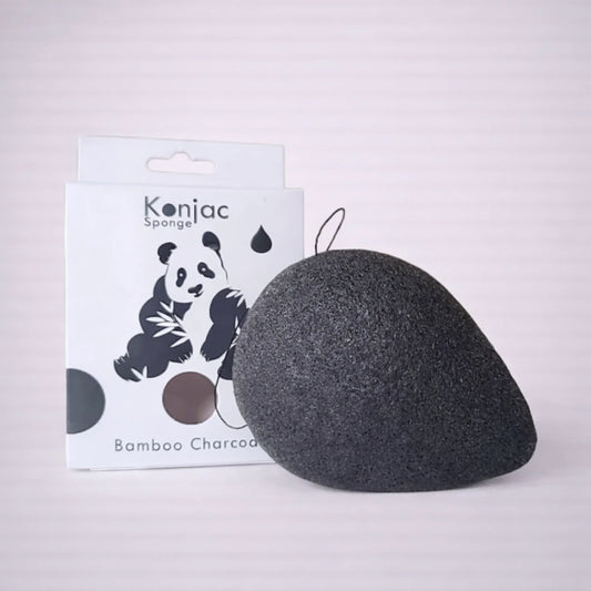 Esponja Konjac de carbón de bambú para limpieza profunda y piel grasa o mixta