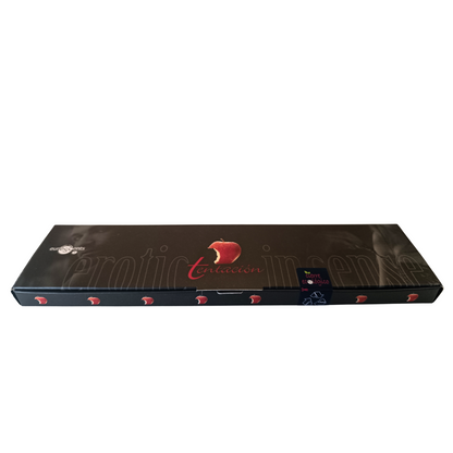 Caja de incienso afrodisíaco Tentación con aroma a nuez de macadamia y feromonas naturales, ideal para aromaterapia sensual y momentos íntimos.