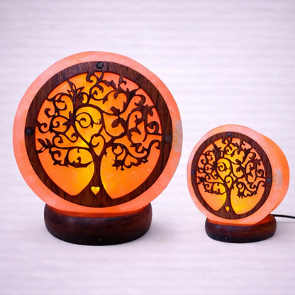 Lámparas de sal del Himalaya Árbol de la Vida encendidas en dos tamaños, iluminación ambiental y decoración zen
