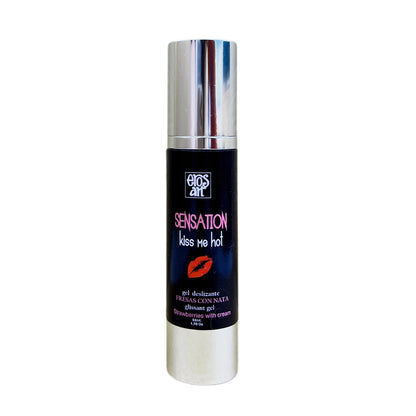 Lubricante comestible con efecto calor sabor fresas con nata, textura fluida, sin tóxicos ni colorantes, ideal para masajes y uso íntimo.