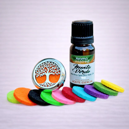 Difusor aromático para coche con diseño árbol de la vida y aceite esencial de menta verde Aroma Inspired
