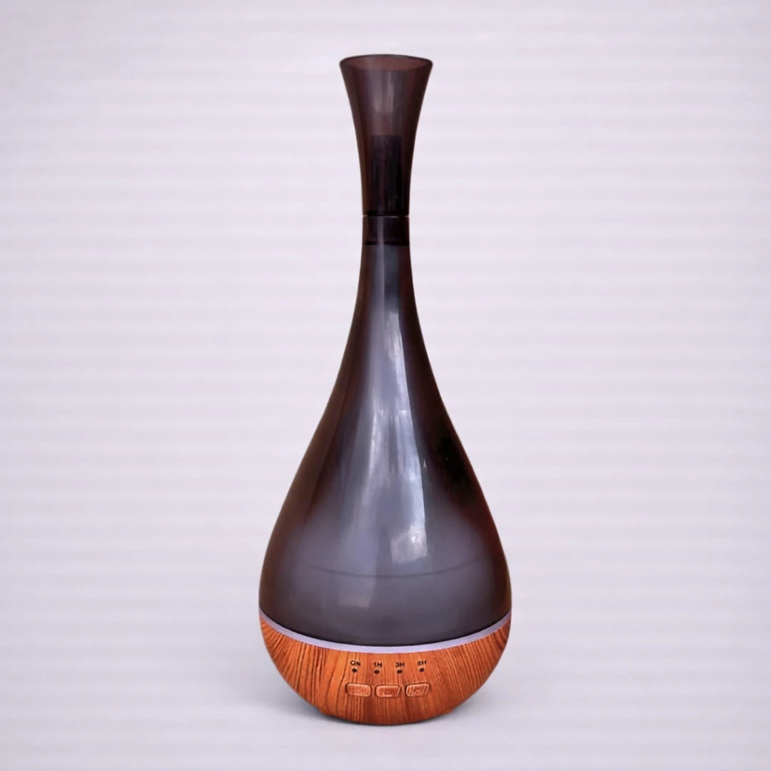 Difusor de aromas París individual con diseño moderno, acabado oscuro y base efecto madera