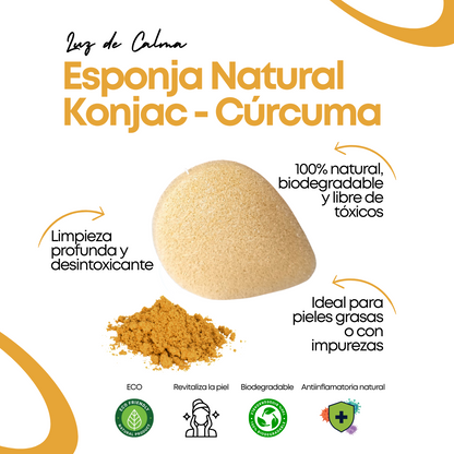 Esponja Natural Konjac Cúrcuma | Limpieza Facial Rejuvenecedora