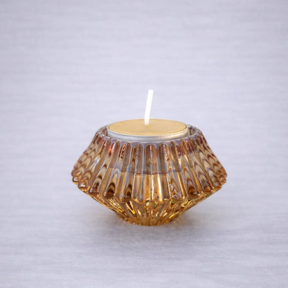 Portavelas de vidrio ámbar para velas pequeñas estilo vintage