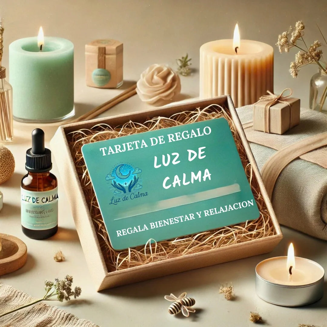 Tarjeta regalo Luz de Calma para regalar bienestar, calma y productos artesanales de relajación