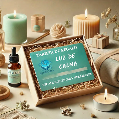 Tarjeta regalo Luz de Calma para regalar bienestar, calma y productos artesanales de relajación