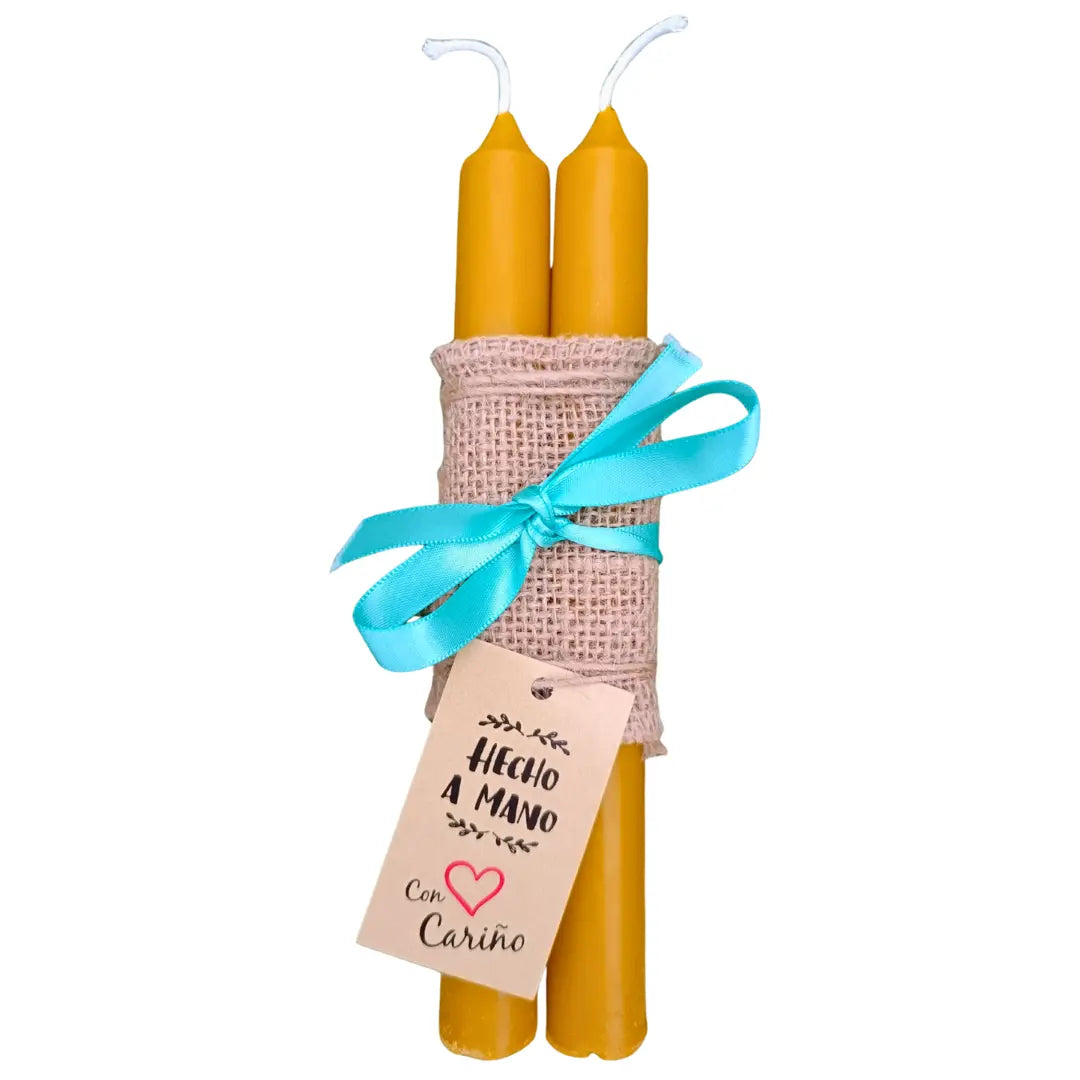 Velas de Pilar de Miel – Pack 2 (20 cm, Cera de Abeja)
